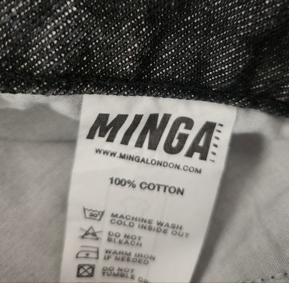 Minga London Bones Black Washed Denim Jeans Skeleton Print Wide Baggy Leg SZ 36 - Picture 13 of 16